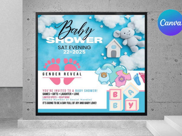 Printable Baby Shower Invitation Flyer PSD