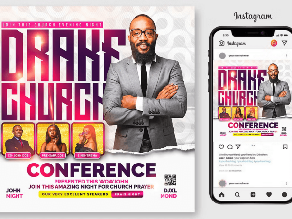 Purple Church Flyer Template PSD Design