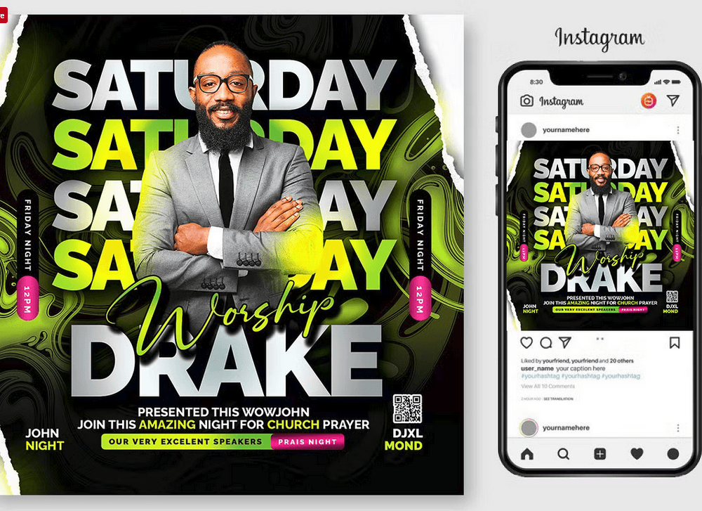 Saturday Gospel Night Flyer Template PSD Design