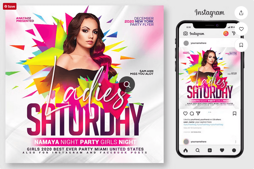 Saturday Night Club Flyer PSD Template File