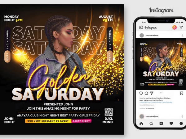 Saturday Night Club Flyer PSD Template File