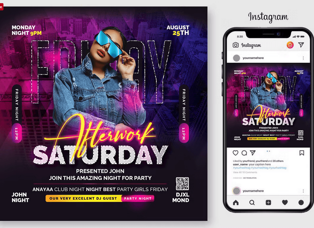 Saturday Night Flyer PSD Template File