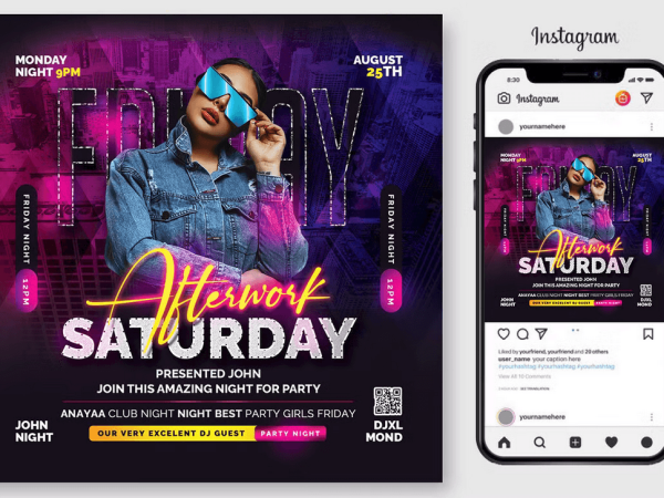 Saturday Night Flyer PSD Template File