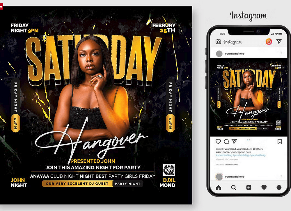 Saturday Party Flyer Template PSD Design