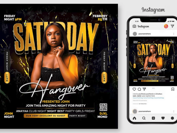 Saturday Party Flyer Template PSD Design