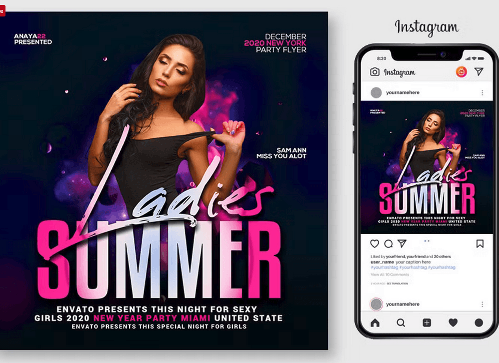 Summer Event Party Flyer PSD Template File