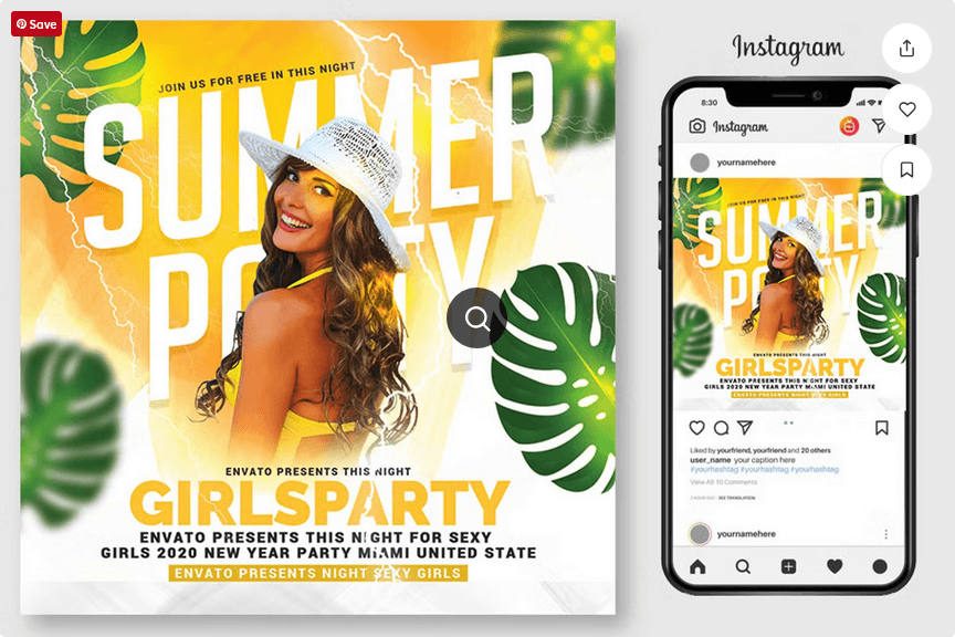 Summer Leaf Flyer PSD Template File