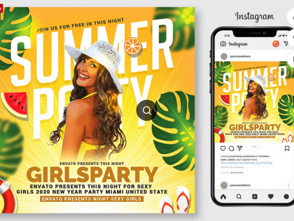 Summer Night Club Flyer PSD Template File