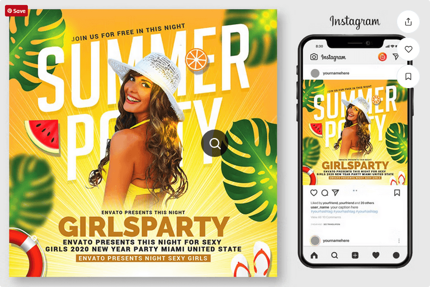 Summer Night Club Flyer PSD Template File