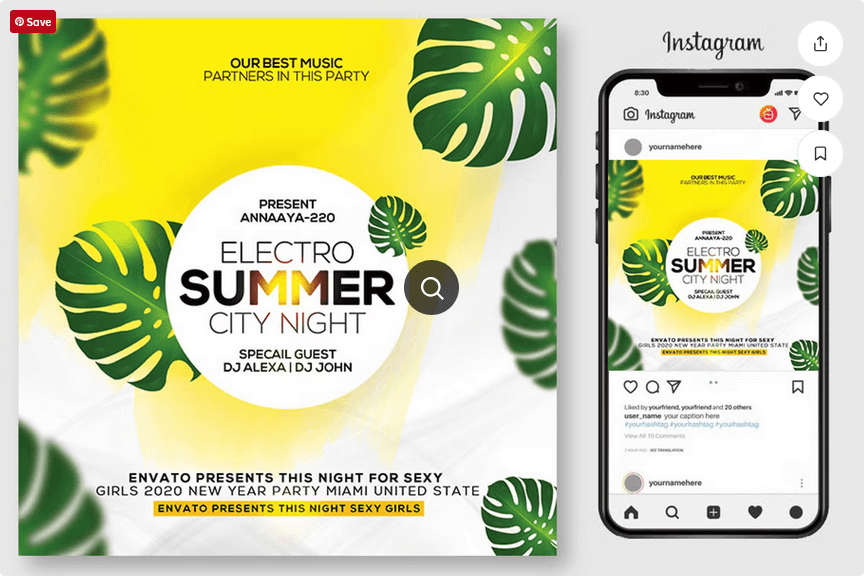 Summer Party Flyer PSD Template File