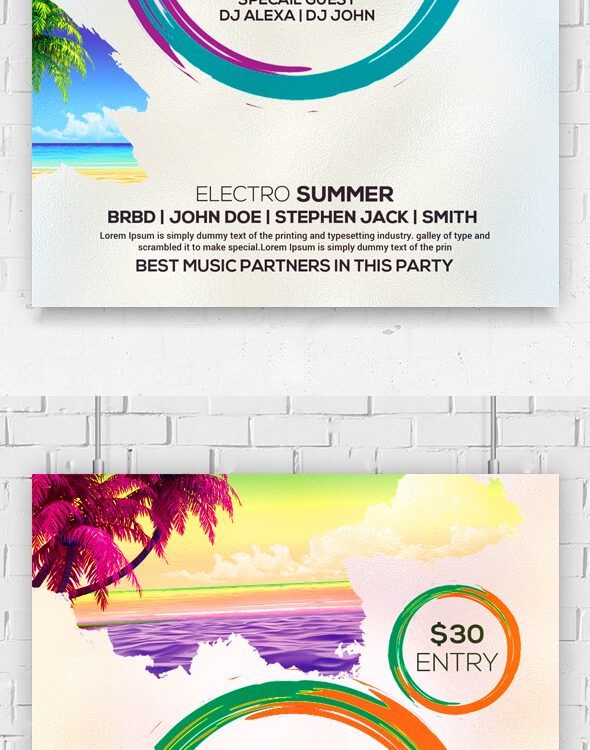 Summer Party Night PSD Flyer Template