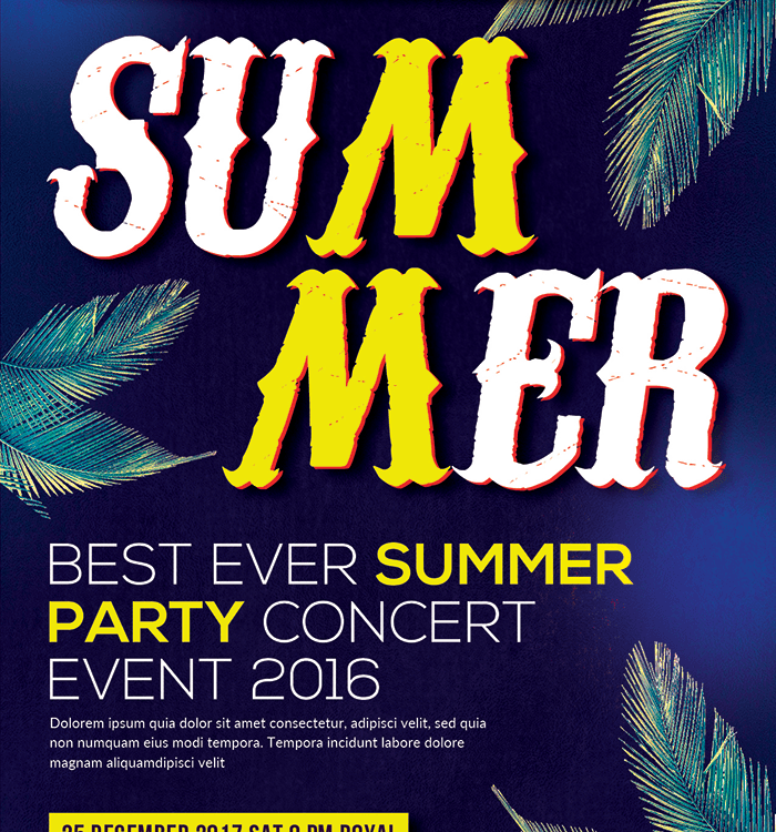 Summer Party Night PSD Flyer Template Design