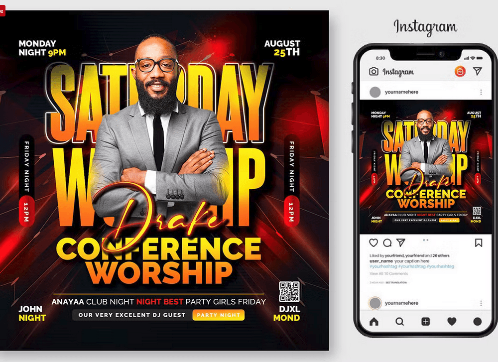 Sunday Service Church Flyer Template PSD Design