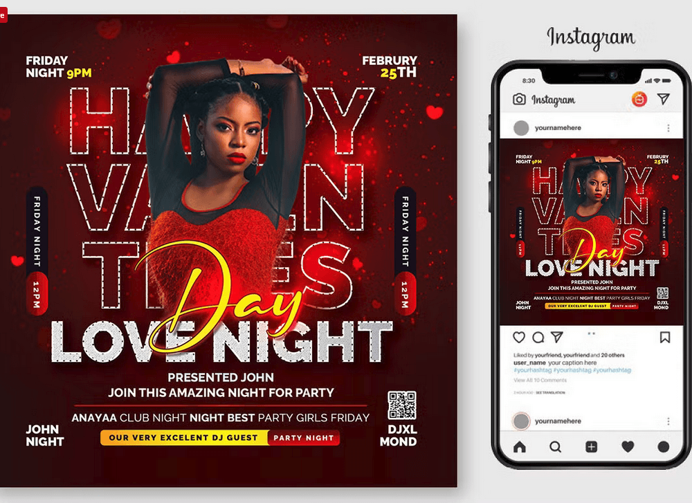 Valentines Day Flyer PSD Template File