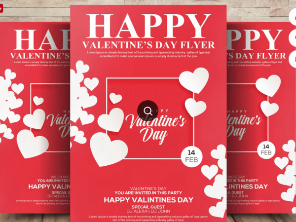 Valentines Day Invite Flyer Template PSD