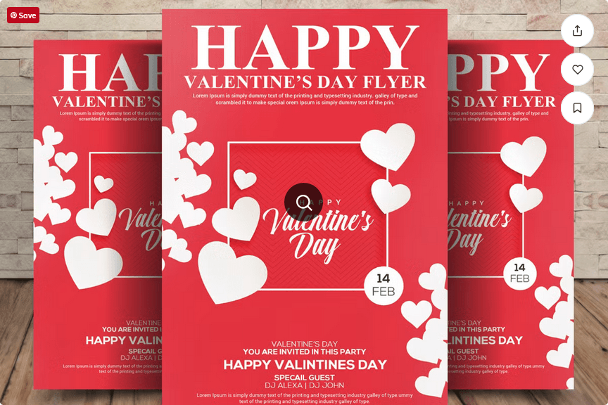 Valentines Day Invite Flyer Template PSD
