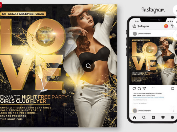 Valentines Day Love Flyer Template PSD