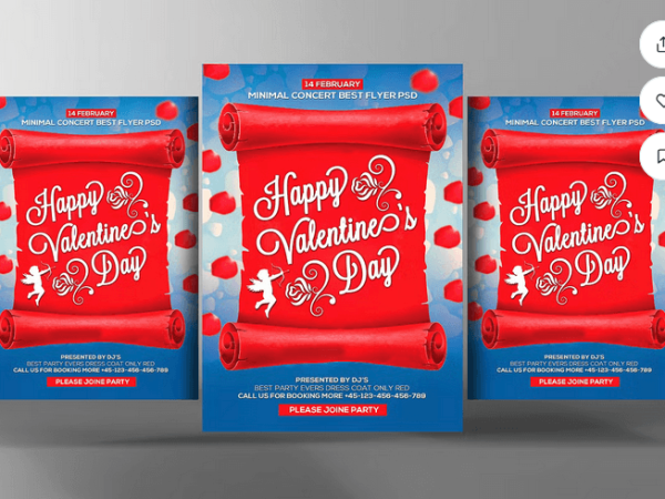 Valentines Day Party Flyer Template PSD