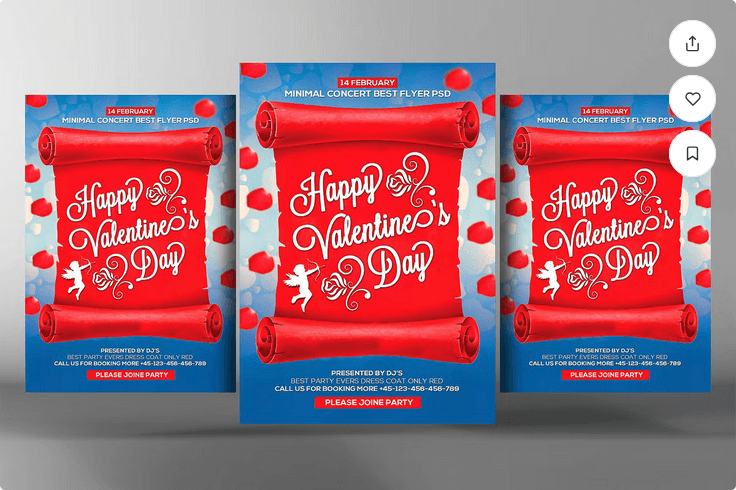 Valentines Day Party Flyer Template PSD