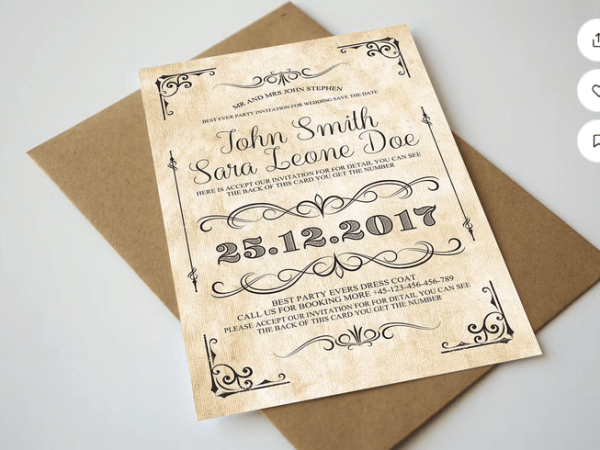 Vintage Wedding Invitation Flyer Template