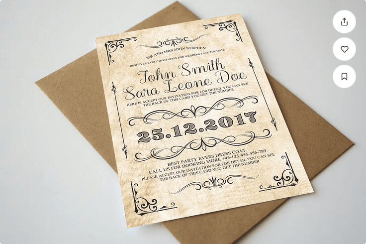 Vintage Wedding Invitation Flyer Template
