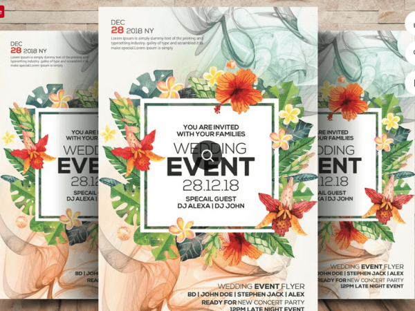 Wedding Date Flyer PSD Template