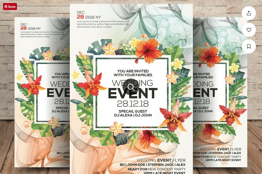 Wedding Date Flyer PSD Template