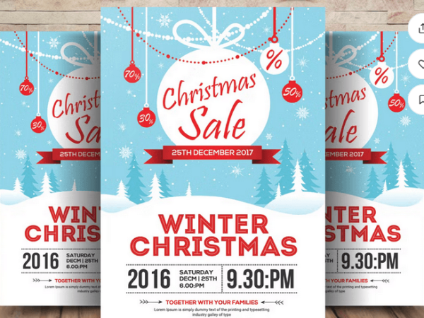 Winter Christmas Sale Flyer Template PSD
