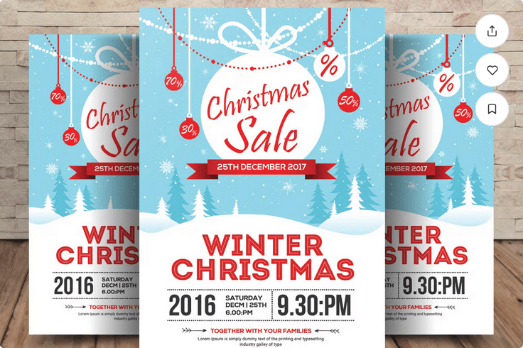 Winter Christmas Sale Flyer Template PSD