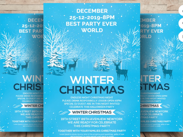 Winter Wonderland Christmas Party Flyer – High Quality
