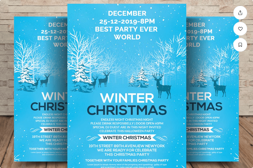 Winter Wonderland Christmas Party Flyer – High Quality