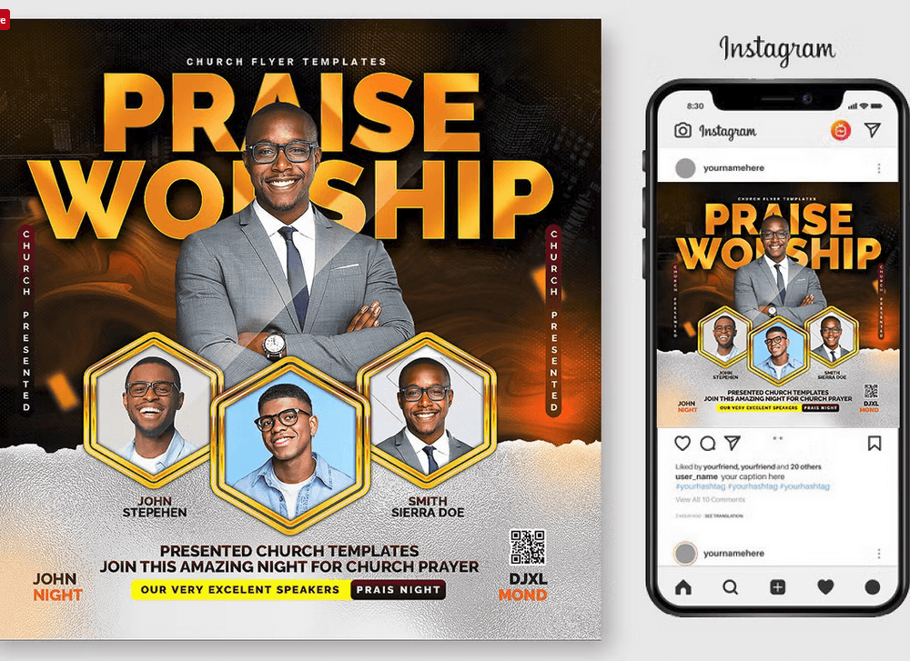 Worship Night Church PSD Flyer Template