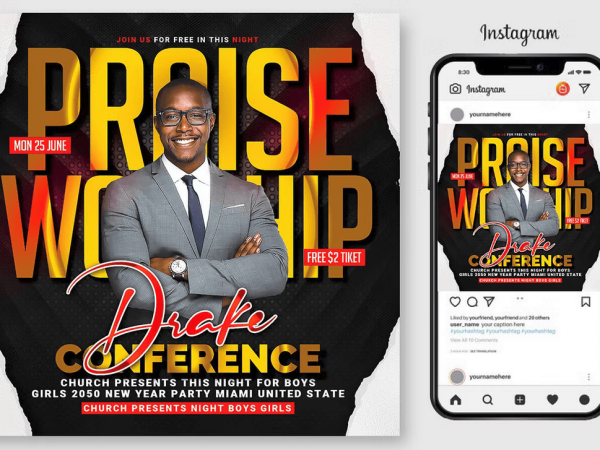 Worship Night Flyer Template PSD Design