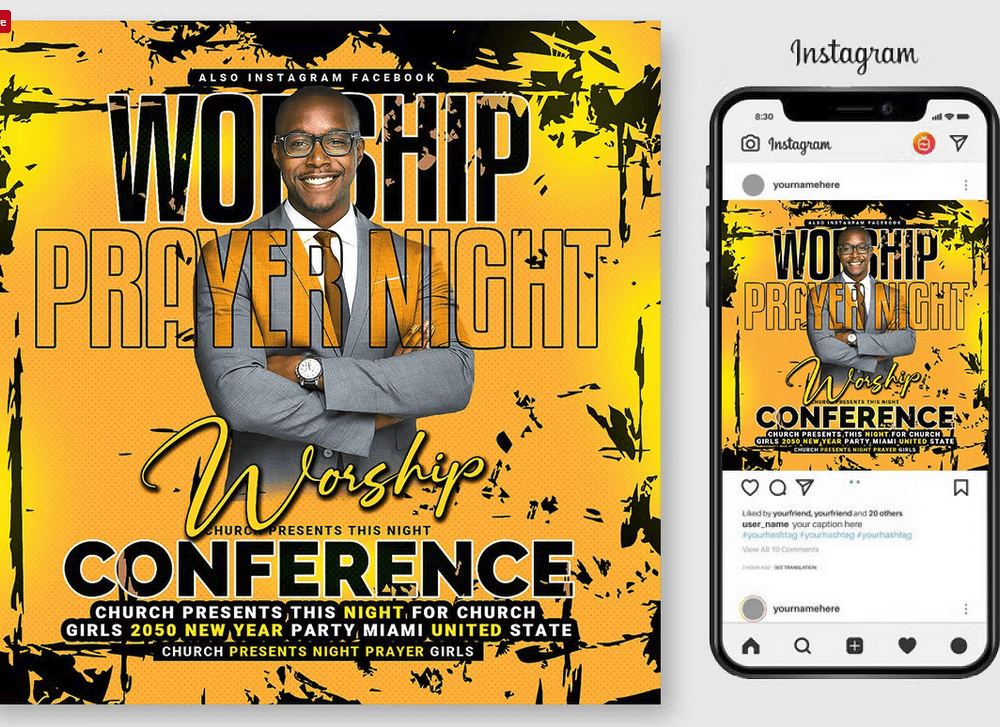 Worship Night PSD Flyer Template