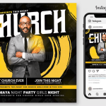 Yellow Church Flyer Template PSD Design