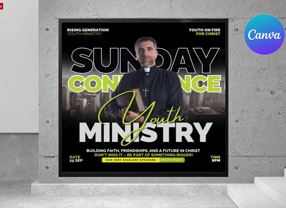 Youth Ministry Flyer Editable Canva