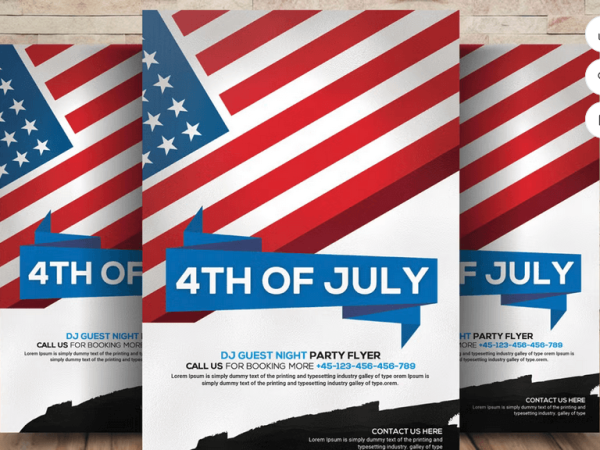 4th July Flyer Template PSD Design
