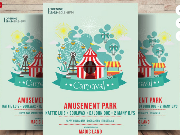 Amusement Park Flyer Template PSD Design
