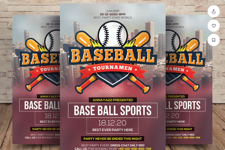 Baseball League Match Flyer Template PSD