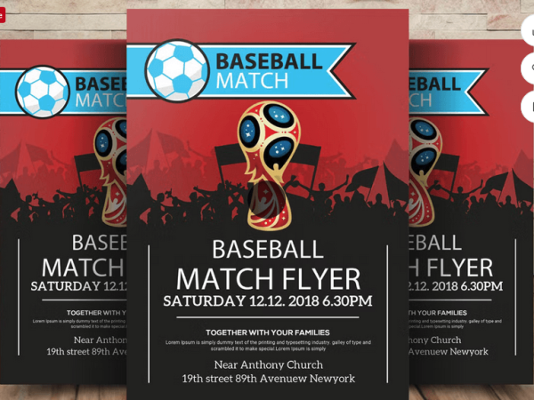Baseball Match Flyer Template PSD