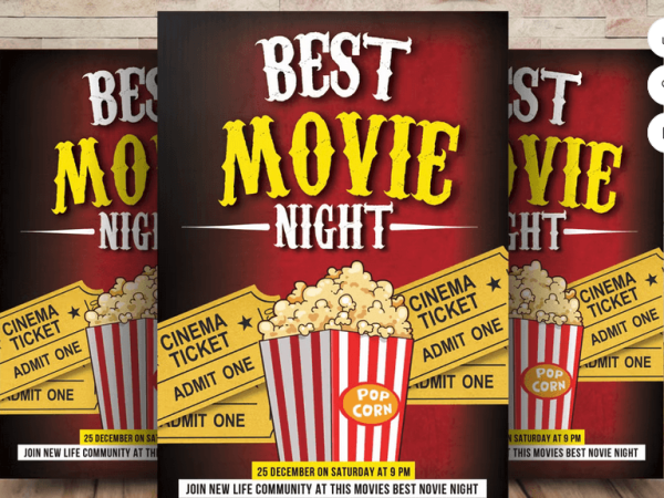 Best Movie Night Flyer Template PSD