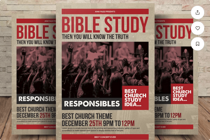 Church Bible Study Flyer Template PSD
