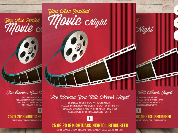 Cinema Home Movie Flyer Template PSD