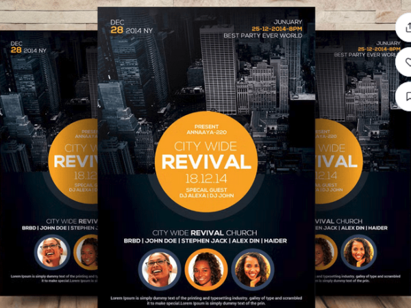 City Revival Church Flyer Template PSD