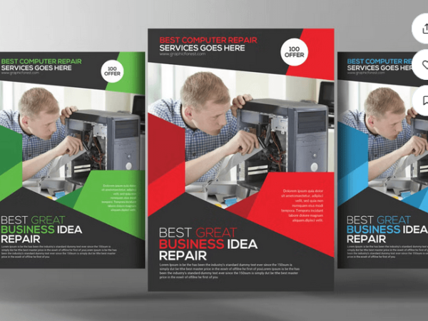 Computer Mobile Repair Flyer Template PSD