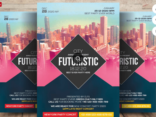 DJ Guest City Futurism Flyer PSD Template
