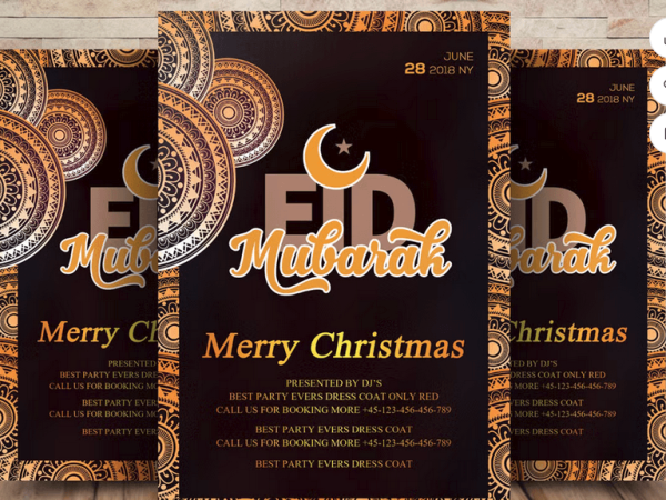 Eid Mubarak Greeting Flyer PSD Template
