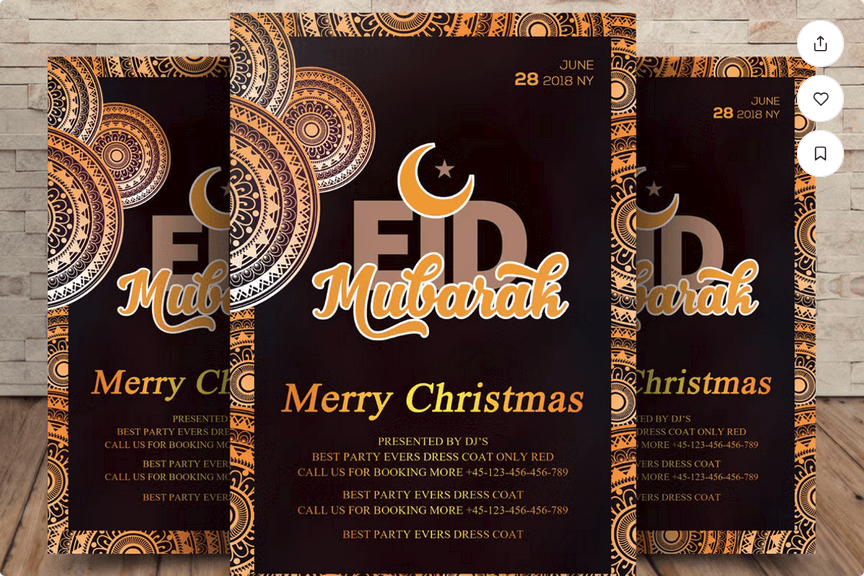 Eid Mubarak Greeting Flyer PSD Template