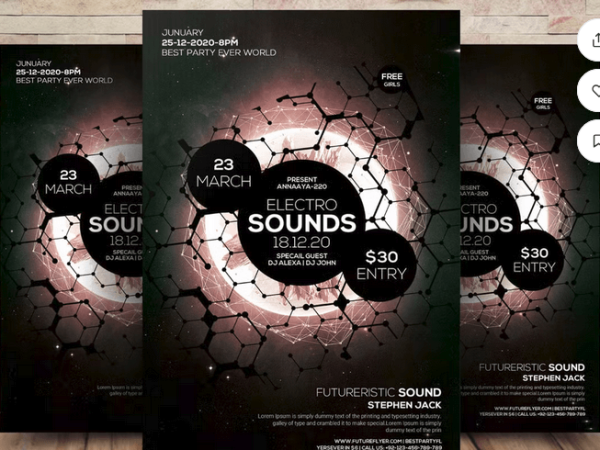 Electro Sound Party Music Flyer PSD Template