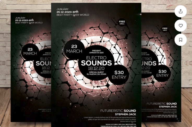 Electro Sound Party Music Flyer PSD Template